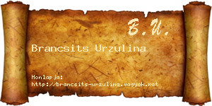 Brancsits Urzulina névjegykártya